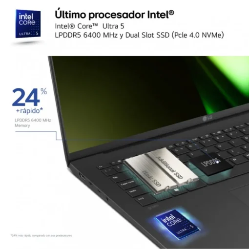 LG Gram 14Z90S-G.AD78B Intel Evo Core Ultra 7-155H 32GB 1TB Windows11 Negro - Imagen 4