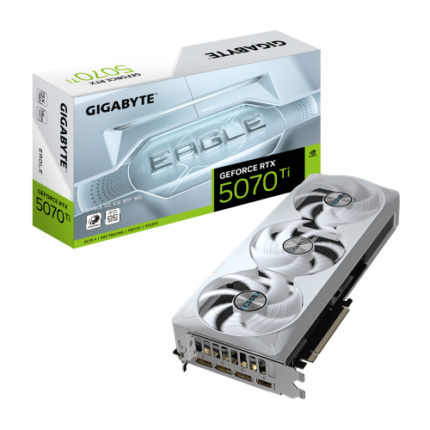 GIGABYTE GeForce RTX 5070 Ti EAGLE OC ICE SFF 16G Tarjeta Gráfica - 16GB GDDR7, 256 bits, PCI-E 5.0, XXXX MHz Core Clock, 3 x DP 2.1a, 1 x HDMI 2.1b, NVIDIA DLSS 4, GV-N507TEAGLEOC ICE-16GD