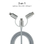 SUBBLIM Cargador Coche 2xUSB Dual Car Charger Alum 2.4A + Cable 3 in 1 Silver - Imagen 5