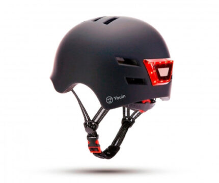 YOUIN CASCO CON LED FRONTAL Y TRASERO NEGRO   (TALLA M)
