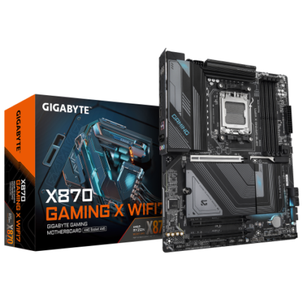 GIGABYTE Placa Base X870 GAMING X WIFI7 - Compatible con CPUs AMD Ryzen 9000, 16+2+2 fases VRM, hasta 8000MHz DDR5 (OC), 1xPCIe 5.0 + 3xM.2, Wi-Fi 7, LAN 2.5GbE, USB 3.2 Gen 2x2