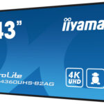 MONITOR IIYAMA 43" 3840X2160, UHD, 500CD/M2, MM 2X 10W, 3X HDMI, USB X2 (V2.0), WIFI,  PLUG&PLAY DDC2B / RS232C XL, IISIGNAGE2 FAILOVER, E-SHARE, ANDROID 11 OS, 24/7, VESA 400X300, 45W (SOPORTE PARED INCLUIDO) (LH4360UHS-B2AG)