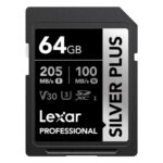 LEXAR 64GB PROFESSIONAL SILVER PLUS SDXC UHS-I CARDS,  UP TO 205MB/S READ 100MB/S WRITE C10 V30 U3 - Imagen 2