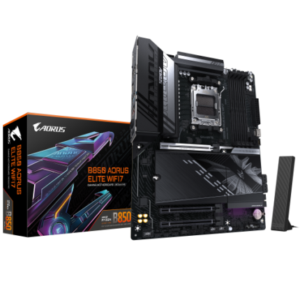 GIGABYTE B850 AORUS ELITE WIFI7 Placa Base - Procesadores AMD Ryzen Serie 9000, VRM digital de 14+2+2 fases, hasta 8200MHz DDR5 (OC), 1xPCIe 5.0 + 2xPCIe 4.0 M.2, LAN 2.5, WIFI 7, USB 3.2 Gen 2x2