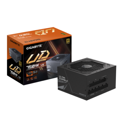 GIGABYTE UD750GM PG5 V2 Fuente de Alimentación – PCIe Gen 5.1, 80 PLUS Gold, Diseño completamente modular, Ventilador de 120 mm, Compatible con ATX 3.1, Enchufe EU