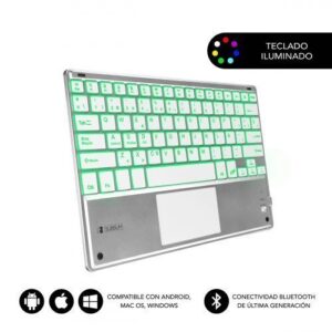 SUBBLIM Teclado Bluetooth Smart Backlit BT Keyboard Touchpad Silver