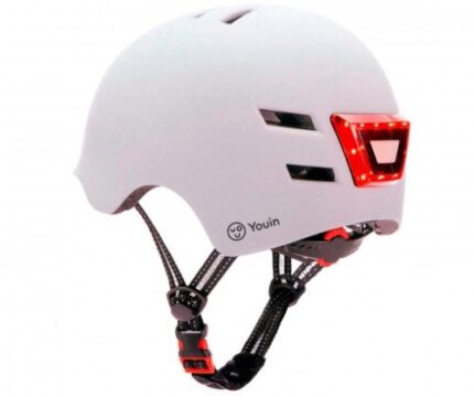 YOUIN CASCO CON LED FRONTAL Y TRASERO BLANCO   (TALLA M)