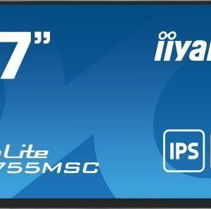 MONITOR IIYAMA 27" IPS BONDED PCAP 10P TOUCH, 1920X1080, FLAT BEZEL FREE GLASS FRONT, HDMI, DISPLAYPORT, 360CD/M², USB HUB 2X 3.2, SPEAKERS, BUILT-IN WEBCAM & MICROPHONE, BOOKSTAND (T2755MSC-B1)