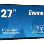 MONITOR IIYAMA 27" IPS BONDED PCAP 10P TOUCH, MPP2.0 (ACTIVE STYLUS) SUPPORTED, 2560X1440, FLAT BEZEL FREE GLASS FRONT, HDMI, DISPLAYPORT, 360CD/M², USB HUB 2X 3.2, SPEAKERS, BOOKSTAND (T2755QSC-B1)