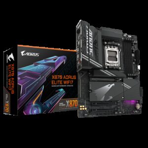 GIGABYTE Placa base X870 A ELITE WIFI7 - Compatible con CPUs AMD Ryzen 9000, VRM de 16+2+2 fases, hasta 8000MHz DDR5 (OC), 4xPCIe 5.0 + 4xM.2, Wi-Fi 7, LAN 2.5GbE, USB 3.2 Gen 2x2