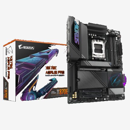 GIGABYTE Placa base X870E AORUS PRO - Compatible con CPUs AMD Ryzen 9000, VRM digital de 16+2+2 fases, hasta 8000MHz DDR5 (OC), 4xPCIe 5.0 + 4xM.2, Wi-Fi 7, LAN 2.5GbE, USB 3.2 Gen 2x2