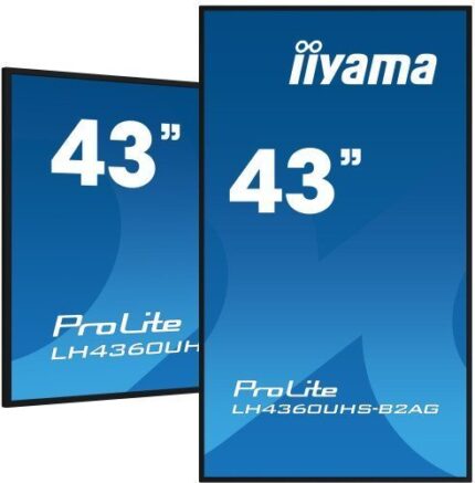 MONITOR IIYAMA 43" 3840X2160, UHD, 500CD/M2, MM 2X 10W, 3X HDMI, USB X2 (V2.0), WIFI,  PLUG&PLAY DDC2B / RS232C XL, IISIGNAGE2 FAILOVER, E-SHARE, ANDROID 11 OS, 24/7, VESA 400X300, 45W (SOPORTE PARED INCLUIDO) (LH4360UHS-B2AG)