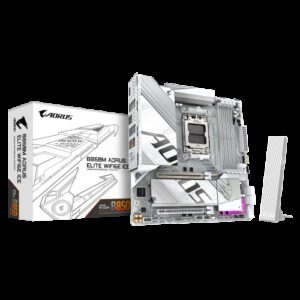 GIGABYTE B850M AORUS ELITE WIFI6E ICE Placa Base - Procesadores AMD Ryzen Serie 9000, 12+2+1 fases VRM digitales, hasta 8200MHz DDR5 (OC), 1xPCIe 5.0 + 1xPCIe 4.0 M.2, LAN 2.5, WIFI 7, USB 3.2 Gen 2