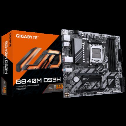 GIGABYTE B840M DS3H Placa base - Procesadores AMD Ryzen 9000, VRM de 8+2+2 fases, hasta 8200 MHz DDR5, 2xPCIe 4.0 M.2, LAN 2.5GbE, USB 3.2 Gen 1