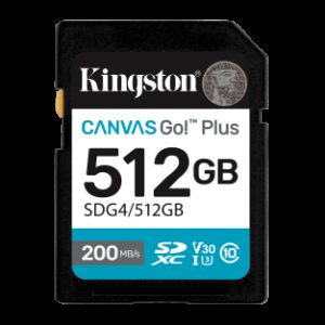 Kingston Technology 512GB SDXC Canvas Go Plus Gen4 200MB/s C10 UHS-I U3 V30
