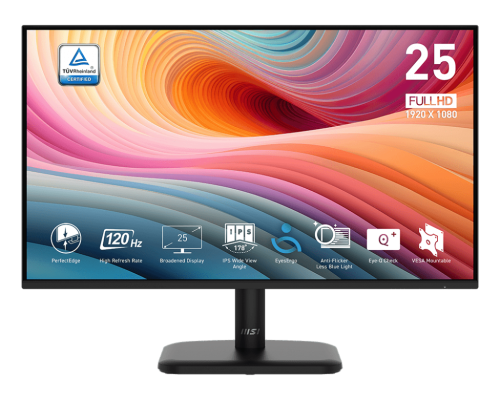 MSI MONITOR PRO MP251L E2.  24.5" PLANO. IPS. 1920x1080. 120Hz. NEGRO.