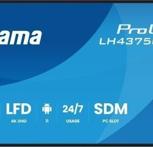 MONITOR IIYAMA 43" (LH4375UHS-B1AG) ANDROID 11 / 3844X2160 (4K UHD) / OPERACION 24/7 /500CD / LANDSC. Y PORTRAIT / 3XHDMI / DP / RJ45 / VESA 400X400 / ALTAVOCES 2X10W