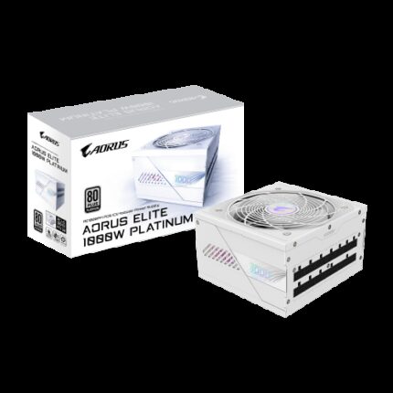 GIGABYTE AORUS ELITE P1000W ICE Fuente de Alimentación - PCIe 5.0, 80 PLUS Platinum, Diseño completamente modular, Ventilador de 120 mm, Compatible con ATX 3.0, Enchufe UE