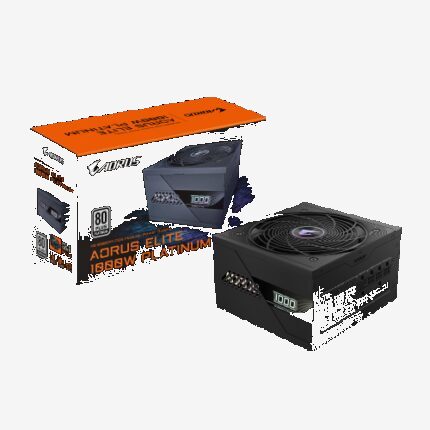 GIGABYTE AORUS ELITE P1000W ICE Fuente de Alimentación - PCIe 5.0, 80 PLUS Platinum, Diseño completamente modular, Ventilador de 120 mm, Compatible con ATX 3.0, Enchufe UE