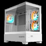 GIGABYTE C201 PANORAMIC ICE Caja para PC – Torre media, m-ATX, compatible con radiador de 360 mm, 3 ventiladores preinstalados, USB 3.0, compatible con RGB Fusion