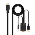 Nanocable Conversor unidireccional VGA/M + AUDIO/M + USB-A/M (para alimentación) a HDMI/M, Negro, 1.8m