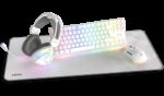 KROM KLASS | PACK 4 en 1 RGB BLANCO KIT DE TECLADO, RATON, ALFOMBRILLA Y AURICULARES GAMING