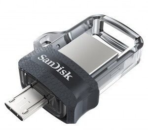 Sandisk Ultra Dual m3.0 unidad flash USB 32 GB USB Type-A / Micro-USB 3.2 Gen 1 (3.1 Gen 1) Negro, Plata, Transparente