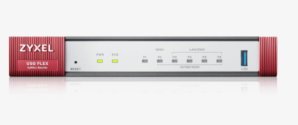 (D) ZYXEL USG FLEX FIREWALL, VERSION 2, 10/100/1000,1WAN, 4LAN/DMZ PORTS, 1USB (DEVICE ONLY)