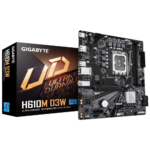 GIGABYTE H610M D3W Placa Base - Compatible con procesadores Intel Core de 14ª generación, VRM de 5+1+1 fases, hasta 5600MHz DDR5, 1xPCIe 3.0 M.2, LAN 1GbE, USB 3.2 Gen 1