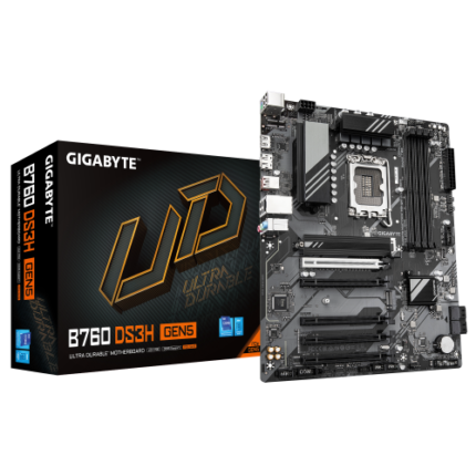 GIGABYTE B760 DS3H GEN5 Placa Base – Compatible con procesadores Intel Core 14ª generación, VRM digital de 8+2+1 fases, hasta 5600 MHz DDR5, 2 x M.2 PCIe 4.0, LAN 1 GbE, USB 3.2 Gen 2x2