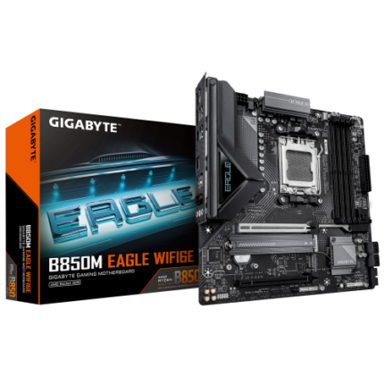 GIGABYTE B850M EAGLE WIFI6E Placa Base - Procesadores AMD Ryzen Serie 9000, VRM digital de 8+2+2 fases, hasta 8200MHz DDR5 (OC), 1xPCIe 5.0 + 1xPCIe 4.0 M.2, Wi-Fi 6E, LAN 2.5GbE, USB 3.2 Gen 2