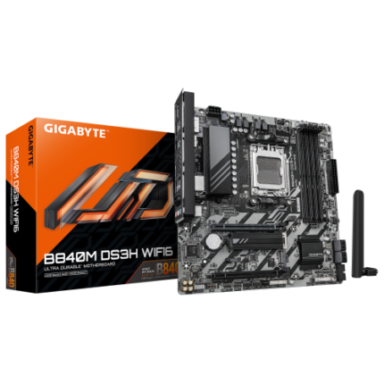 PLACA GIGABYTE B840M DS3H WF6,AMD,AM5,B840,4DDR5,256GB,1HDMI+2DP,4SATA3+2M.2,2.5GBELAN+WIFI6+BT5.3,3USB3.2,MATX