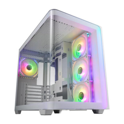 FSP CAJA M580-WA (ATX MID TOWER, USB3.0 X 2, TYPE C, WHITE ,120MM PWM ARGB REVERSE FANS× 3 & ARGB LIGHT BAR