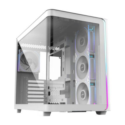 FSP CAJA M580-WP (ATX MID TOWER, USB3.0 X 2, TYPE C, WHITE, 120MM PWM ARGB REVERSE FANS× 4, DIGITAL FAN SPEED