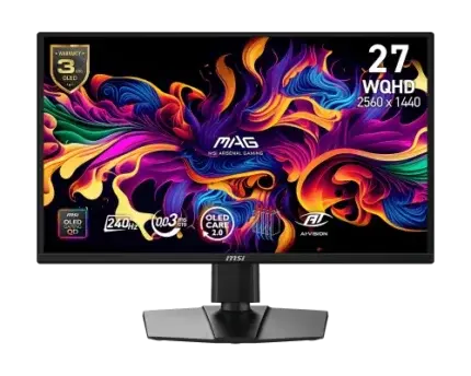 MSI MONITOR MAG 272QP QD-OLED X24. 26.5" 2560x1440 QD-OLED PLANO. 2400HZ. NEGRO