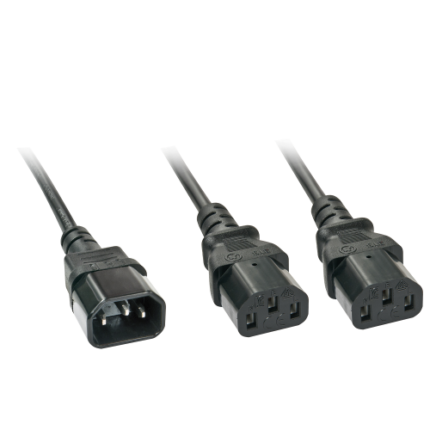 Lindy 30039 cable de transmisión Negro 2 m C14 acoplador Acoplador C13 2 x