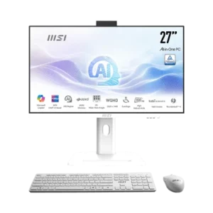 MSI AIO MODERN AM273QP AI 1UM-406EU. 27” IPS PANEL 2560 X 1440 (WQHD) 100HZ . INTEL  IRIS XE GRAPHICS. SO-DIMM DDR5 16GB (8GB*2). 512G M.2 PCIE SSD. W11 PRO.BLANCO