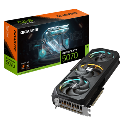 GIGABYTE GeForce RTX 5070 GAMING 12G Tarjeta Gráfica – 12 GB GDDR7, 192 bits, PCI-E 5.0, 2512 MHz Frecuencia del núcleo, 3 x DisplayPort, 1 x HDMI, NVIDIA DLSS 4, GV-N5070GAMING-12GD