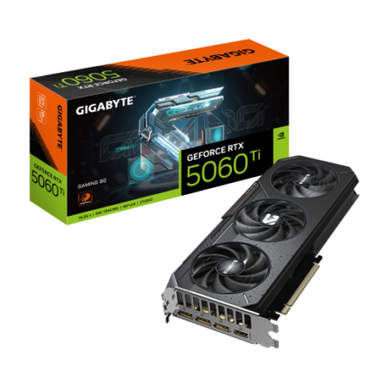 GIGABYTE GeForce RTX 5060 Ti GAMING 8G Tarjeta Gráfica – 8 GB GDDR7, 128 bits, PCI-E 5.0, 2572 MHz Frecuencia del núcleo, 3 x DisplayPort, 1 x HDMI, NVIDIA DLSS 4, GV-N506TGAMING-8GD