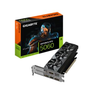 GIGABYTE GeForce RTX 5060 D7 Low Profile Tarjeta Gráfica 8G – 8 GB GDDR7, 128 bits, PCI-E 5.0 x8, frecuencia de núcleo 2497 MHz, 3 x DisplayPort, 1 x HDMI, NVIDIA DLSS 4, GV-N5060D7-8GL