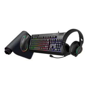 UNYKAch Pack NOVA Teclado Gaming Membrana Español, Ratón, Cascos, Alfombrilla XL
